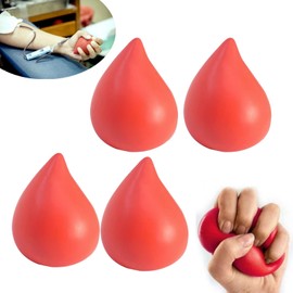 Squeeze Ball for Donating Blood Plasma Donation, Squeeze Ball for Hand Strength, Relief Anxiety Stress Ball, Exercise Squeeze Ball for Hands (4PCS-Red Drop)