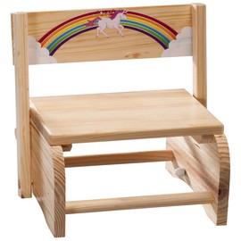 Fox Valley Traders 2-in-1 Children's Step Stool and Chair, Unicorn Design