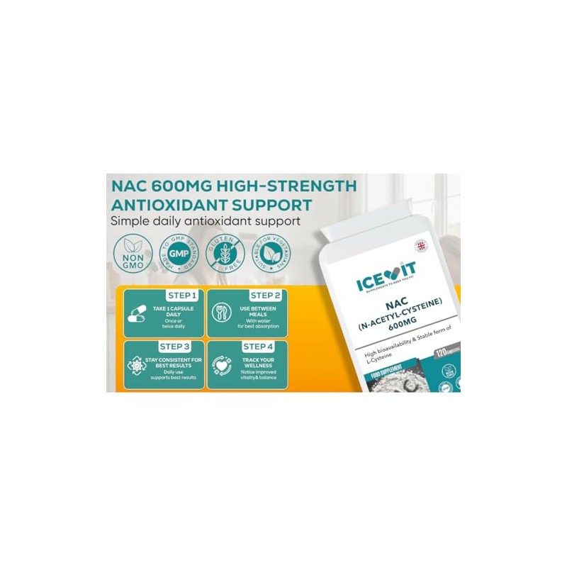 NAC N-Acetyl Cysteine 600mg, 120 Vegan Capsules