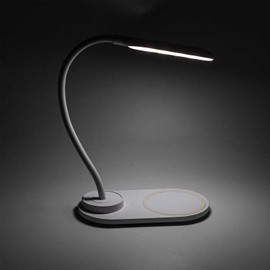 Denver LQI-55 Qi Wireless Charging Lamp – 3 Colour/Brightness Adjustable – Touch Control – 360° Adjustable - Bedside, Desk or Lounge Table
