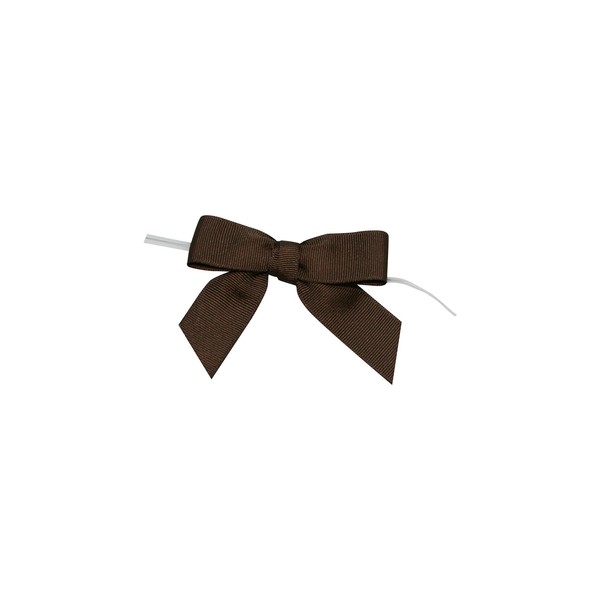 Reliant Ribbon Grosgrain Twist Tie Bows - Small Bows, 5/8 Inch X 100 Pieces, Brown