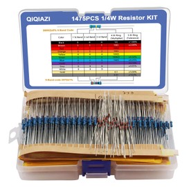 1475 Piece Resistor Set, QIQIAZI Resistance Assortment with 52 Resistor Values Kit 0 Ohm-5.6 m Ohm 1/4 W Metal Film Highly Accurate Resistors Set with 50 Pieces IN4148 Switching Diodes