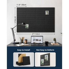 Large Cork Board, 12 Pack 12"X12"X0.4"Felt Bulletin Board Tiles with Safe Adhesive for Wall Home Office Decor, Pin Cork Boards-Black