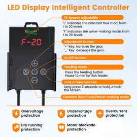 hygger 530GPH Aquarium Water Pump with Intelligent Controller，DC 24V Ultra Quiet Powerhead, Powerful Return Pump for Fish Tanks, Aquariums, Ponds, Fountains, Sump, Hydroponics (20W, 10ft)
