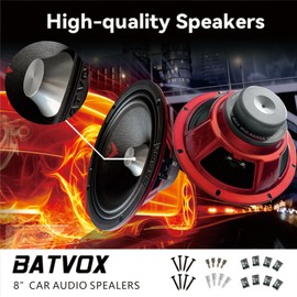 Guooreat MX80S3 Loudspeaker 8 Inch Midrange 600 Watts 4 Ohms Silvery Bullet, Premium Quality Audio Door Speakers for Car or Truck Stereo Sound System, Black (2 Speaker)