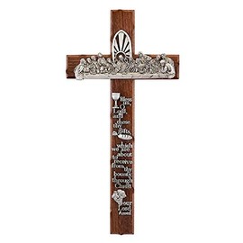 Creative Brands JC-5056-E Notched Last Supper Cross, 12-inch Height, Walnut and Pewter
