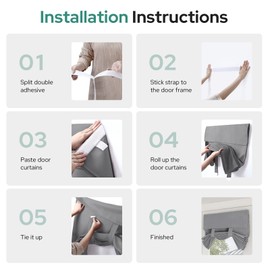 HOMEIDEAS Light Grey French Door Curtains, Privacy Blackout Door Curtains, 30 X 40 Inch Shades for Glass Window, Thermal Insulated Window Covering Tie Up Shades for Bedroom, 1 Panel