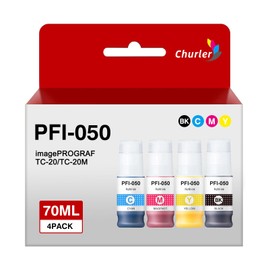 PFI-050 PFI050 Ink Tank Cartridge Compatible for PFI-050BK PFI-050C PFI-050M PFI-050Y Pigment Ink Bottle for Canon imagePROGRAF TC-20 TC-20M Printer (70ML, 4 Pack)
