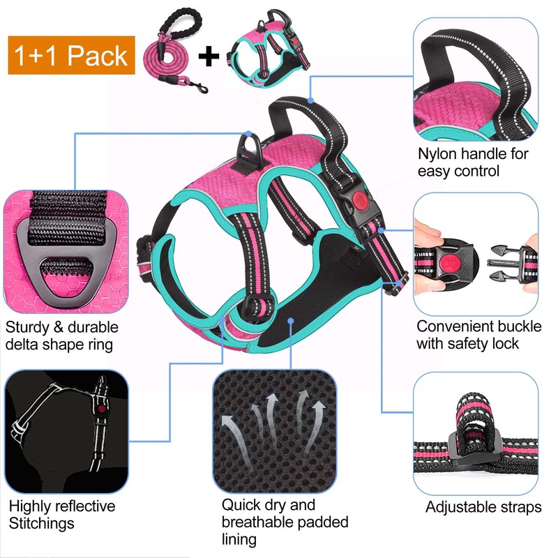 tobeDRI No Pull Dog Harness Adjustable Reflective Oxford Easy Control