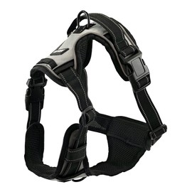 DOGGO ON THE GO - Dog Harness, No-Pull Pet Harness with 2 Leash Clips and Control Handle, Reflective Comfortable Soft Padded Pet Vest, No-Choke Neck Buckle, Top Pocket, for Small Dogs, Grey, S