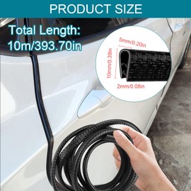 Kantenschutz für Bleche, 10m Autotür Kantenschutz, U-Form Kantenschutz Gummi, Autotürschutz, Autokantenverkleidung, Kantenschutzprofil für Auto, SUV, MPV, Türen, Kofferraum, Motorhaube (Schwarz)