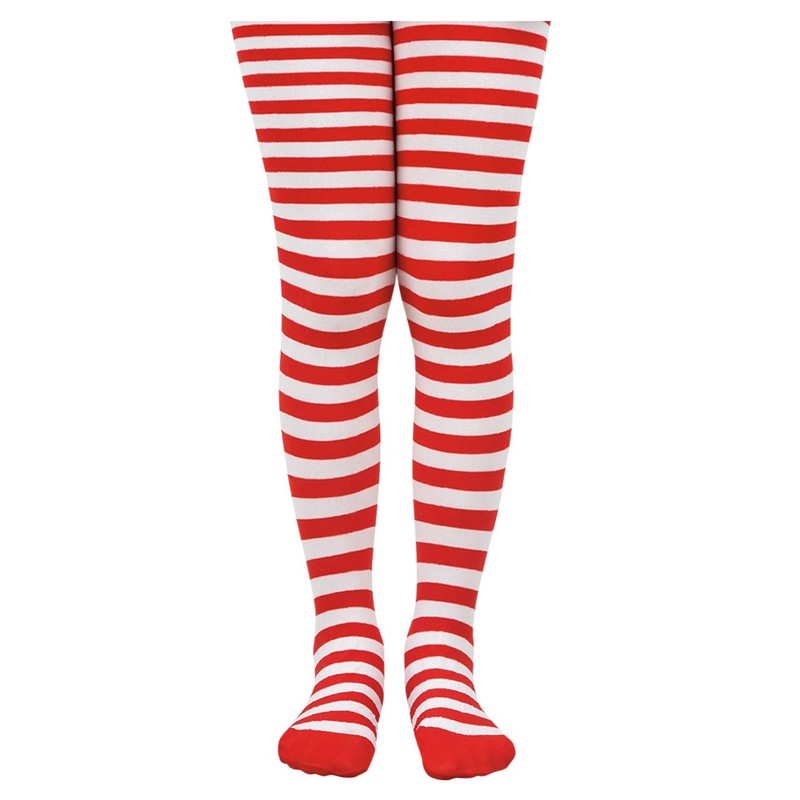 Jefferies Socks Girl's 2-6X Stripe Tights, Red/White, 4-6 Years