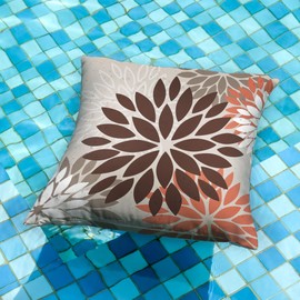 Brown Red Orange Pillow Covers 20x20 Inch Set of 2 Dahlia Flower Throw Pillows Outdoor Waterproof Decor for Living Room Couch Patio Funiture Garden Modern Floral Linen Cushion Case