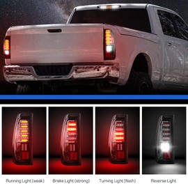 Gubebaili LED Tail Light +3rd Third Brake Light Fit for Chevy Silverado 1500 2500 2003-2006, Silverado 3500 2004-2006, Fit for Sierra 1500 1500HD 2500 2500HD 3500 2004-2006, Chrome Housing Smoke Lens