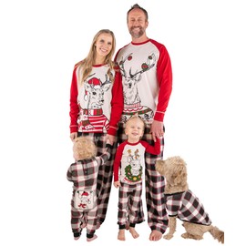 Lazy One Deer Christmas Matching Family Pajamas, Matching Christmas PJs for Family Including Baby, Kids, Teens, Adults and Dog