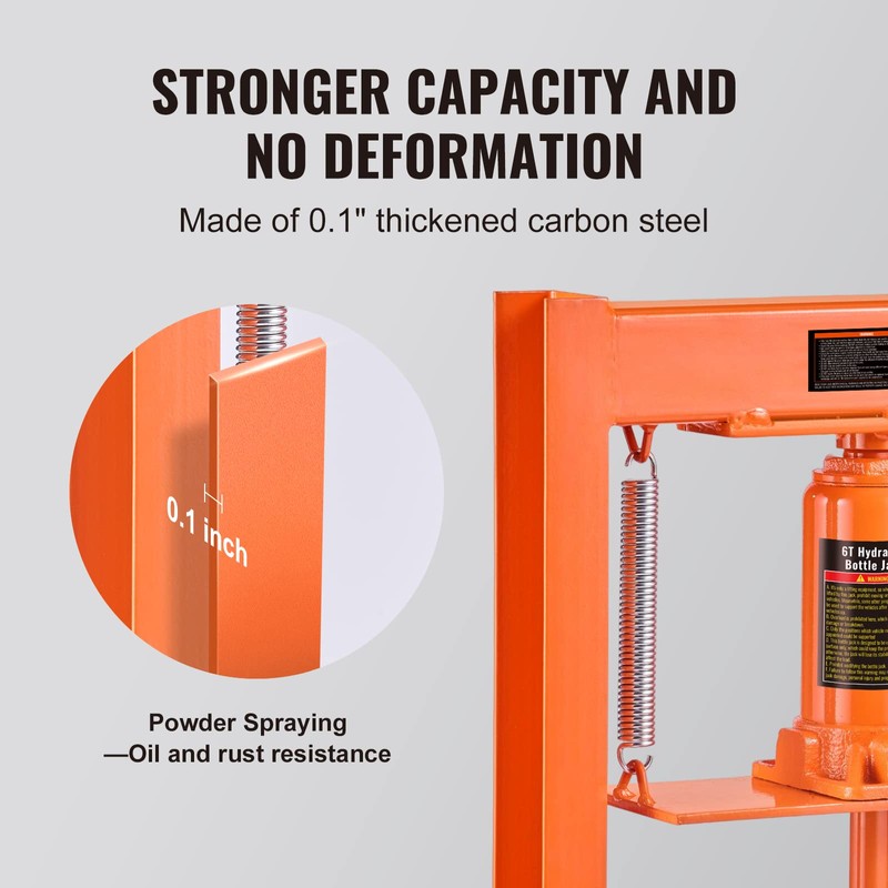 VEVOR Hydraulic Shop Press, 6 Ton/13000lbs, H-Frame, 4-Hold Adjustable Height,