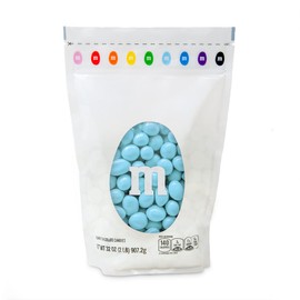 M&M’S Peanut Light Blue Chocolate Candy - 2lbs of Bulk Candy in Resealable Pack for Candy Buffet, Birthday Parties, Theme Meetings, Candy Bar, Sweet Stuff for DIY Party Favors or Edible Decoration