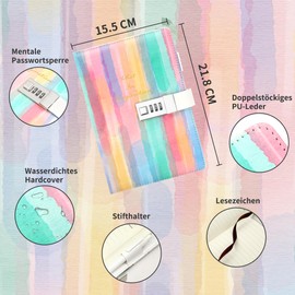 CAGIE Girls' Diary with Lock Gift for 8 9 10 11 12 Years Girls Diary Diaries with Combination Lock Leather Journal Secret Journal Notebook for Adults