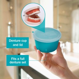 Denture Cup with Lid - Case of 250 Denture Cases - Retainer and False Teeth Container Bath for Travel, Nursing Home, and Hospital Use