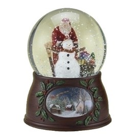 Roman Christmas Musical Revolving Santa Claus and Snowman Snow Globe Glitterdome Plays "Have Yourself A Merry Little Christmas",Multicolored,5 inch