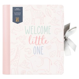 Busy B Pink Baby Journal - Spiral-bound with Ribbon Closure and Four Tabbed Scetions for Photos. Milestones and Memories, Four Handy Pockets for Storing Keepsakes and Stickers - FSC® Certified