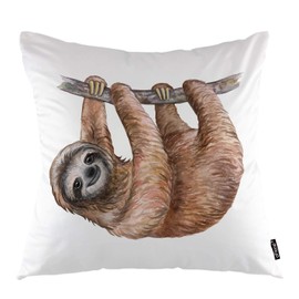 oFloral Sloth Throw Pillow Cover Cute Baby Sloth Aloha Animal Hanging on Tree Decorative Square Pillow Case 18"X18" Pillowcase Home Decor for Sofa Bedroom