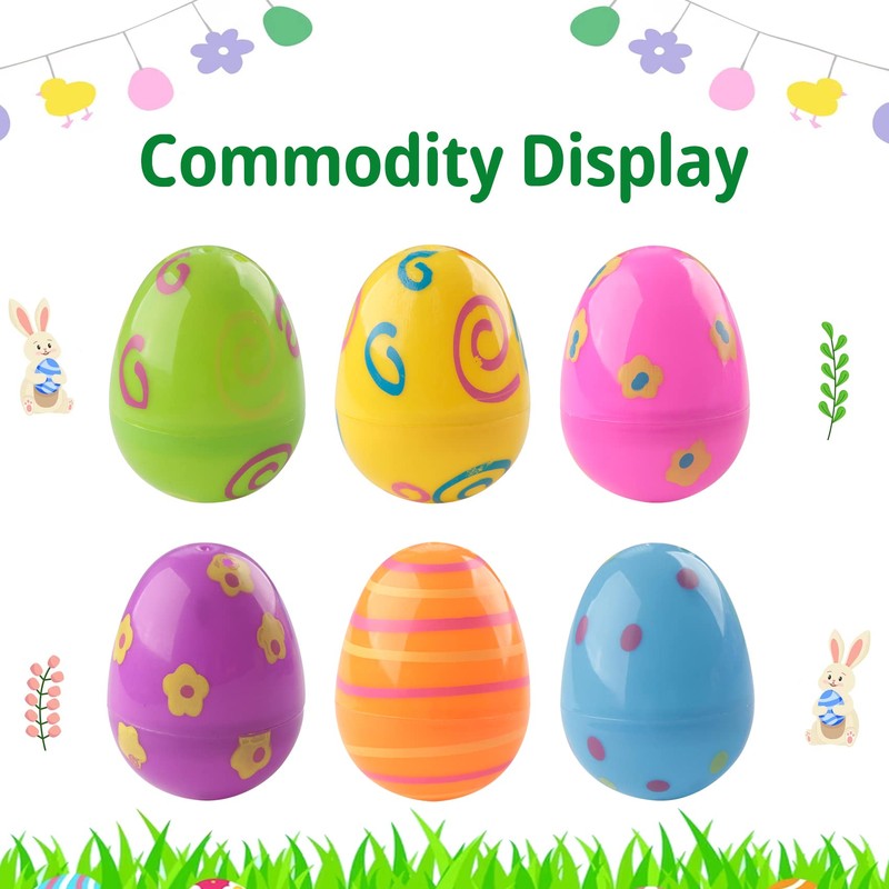 Printed Plastic Eggs for Easter Egg Hunt,Colourful Fillable Plastic Easter
