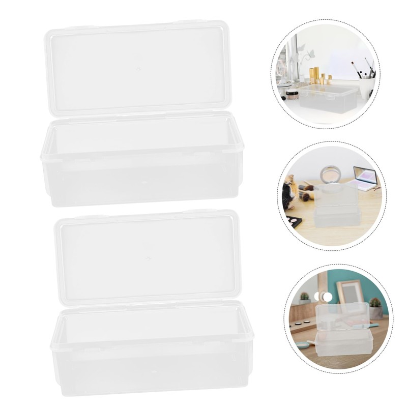 FUNOMOCYA 2pcs Medium Plastic Storage Box Set Office Classroom Container