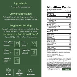 Golden Aojiru Original - Young Barley Green Grass Juice Powder with Rich Dietary Fiber, 100% Japanese Grown - Ready-to-Use 0.1 oz. (3g) Individual Packet × 46pcs, 2 Pack