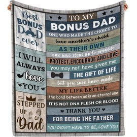 Nahjiiem Bonus Dad Fathers Day Blanket Gifts, Step Dad Birthday Ideas from Daughter Son,to My Best Bonus Dad Ever Throw Blanket 50''x60''