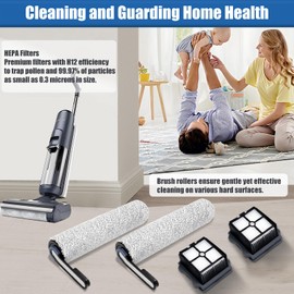 Replacement Parts for Tineco Floor One S5 / S5 Blue / S5 Pro / S5 Pro 2 Wireless Wet Dry Vacuum Cleaner | 3 Filters 2 Brush Roll for Tineco S5 Vacuums