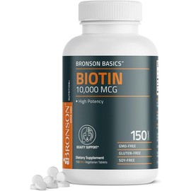 Biotin 10,000mcg Tablets | Supports Healthy Hair, Skin & Nails | Vegetarian, Non-GMO Formula | 150 High-Potency Daily Supplements