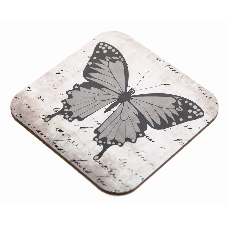 Modena Butterfly Design Set of 4 Square Cork Coaster