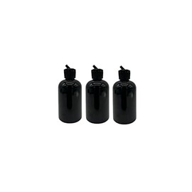 Natural Farms 4 oz Black Boston BPA FREE Bottles - 3 Pack Empty Refillable Containers - Essential Oils Cleaning Products - Aromatherapy | Black Spout Cap - Made in the USA