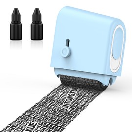 MoKo Identity Theft Roll Stamp, Refillable Wide Privacy Stamp with 2 Ink Refills, Data Protection Stamp Roll for ID Account Data Address Security, Blue