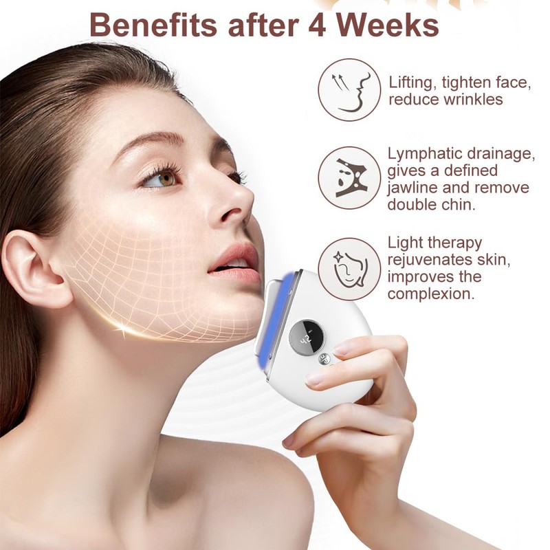 Horuili® Gesichtsmassagegerät, Gesichtsschaber, Gua Sha Elektrisch mit Vibration & Wärme,