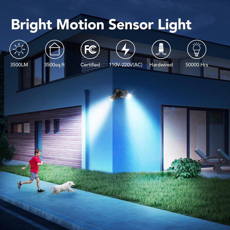 OREiN Motion Sensor Outdoor Lights, 3500LM 450° Adjustable Security Light