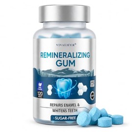 Remineralizing Chewing Gum for Enamel Strength, 120 Count Nano Hydroxyapatite Gum with Xylitol Sugar Free Oral Care Mints for Fresh Breath and Dry Mouth Support
