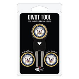 Team Golf Military Navy Divot Tool Pack with 3 Golf Ball Markers Divot Tool with 3 Golf Ball Markers Pack, Markers are Removable Magnetic Double-Sided Enamel