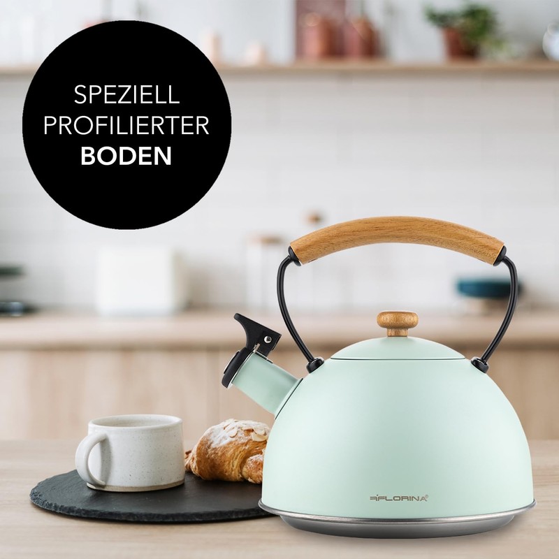 Florina Induction Kettle, Whistling Kettle, Stainless Steel, Silver, 2.3 L,