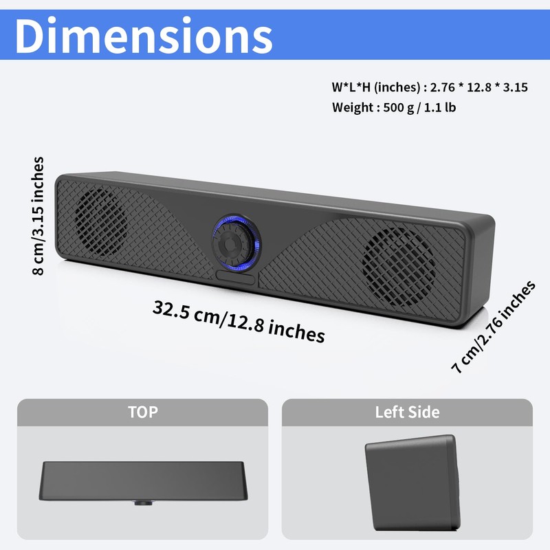 BRYNCO Computer Speakers for Desktop Monitor, USB Powered Wired PC