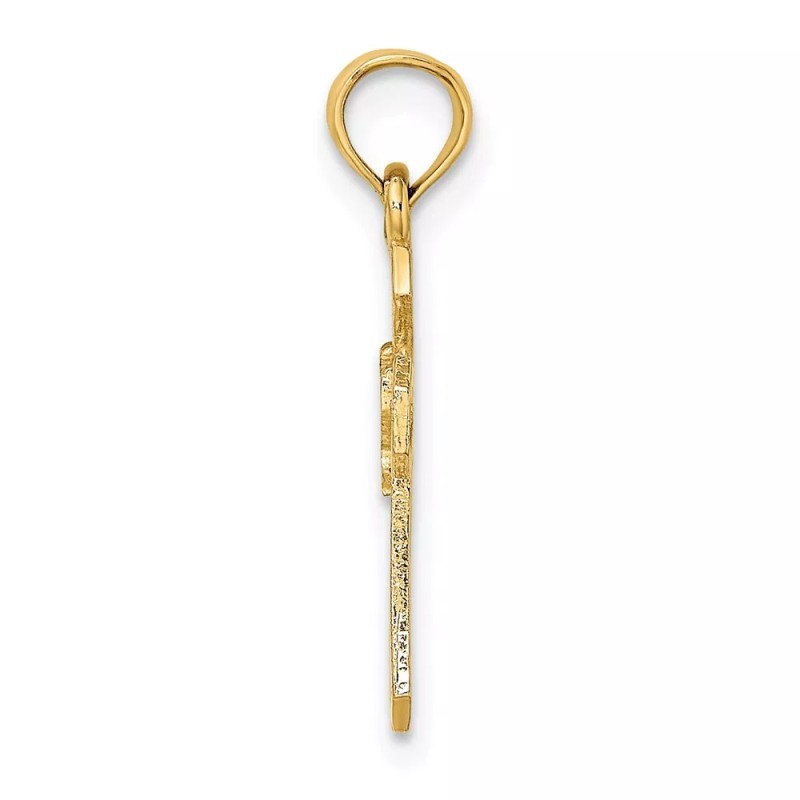 BillyTheTree Jewelry 14K Yellow Gold Cut-Out Cross w/ Dove Pendant