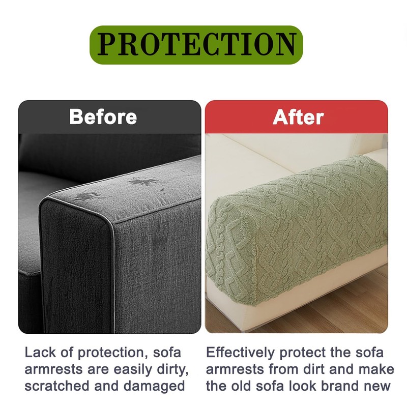 Couch Arm Covers, Stretch Non-Slip Sofa Armrest Protectors for Recliner