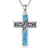 MEIDERBO Turquoise Cross Necklace 925 Sterling Silver Filigree Turquoise Cross