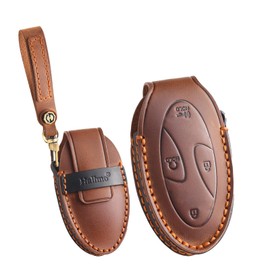 ontto Leather Car Key Case Key Case Key Case Protective Key Fob Fits Hyundai Ioniq 6 Azera Grandeur GN7 Kona EV SE Santa Fe Elantra Tucson 2023-2025 5 Buttons Brown