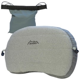 Andes Inflatable Travel/Beach Pillow with Carry Bag for Camping, Travelling & Garden Use – Compact, Comfortable, & Cooling Gel Pack Pocket