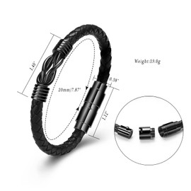 Minicremation Cremation Jewelry Urn Bracelet for Ashes Stainless Steel Braided Ashes Leather Bracelets for Men Women Memorial Keepsake Bangle Bracelet for Human Pet