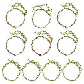 Pack of 10 Artificial Flower Garlands, Flower Headbands for Women, Flower Headbands, Flower Hair Accessories, Summer Solstice Headbands