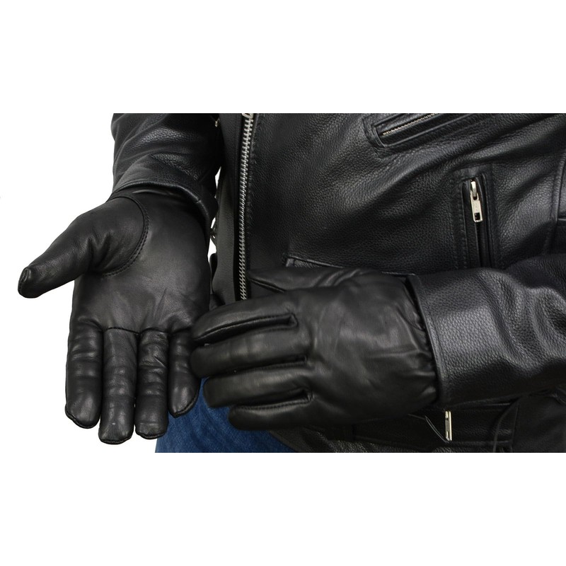 Milwaukee Leather SH734 Men's Black Thermal Lined Leather Motorcycle Hand