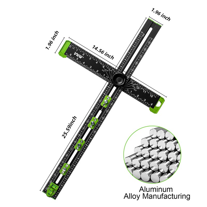 VNW 6 in 1 Adjustable T Square, 24in Drilling Positioning